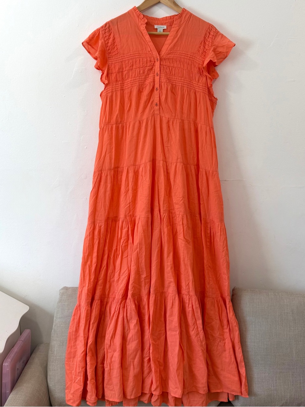 Sundance June Ruffle Maxi Dress Orange Coral Airy Flowy Summer Dress